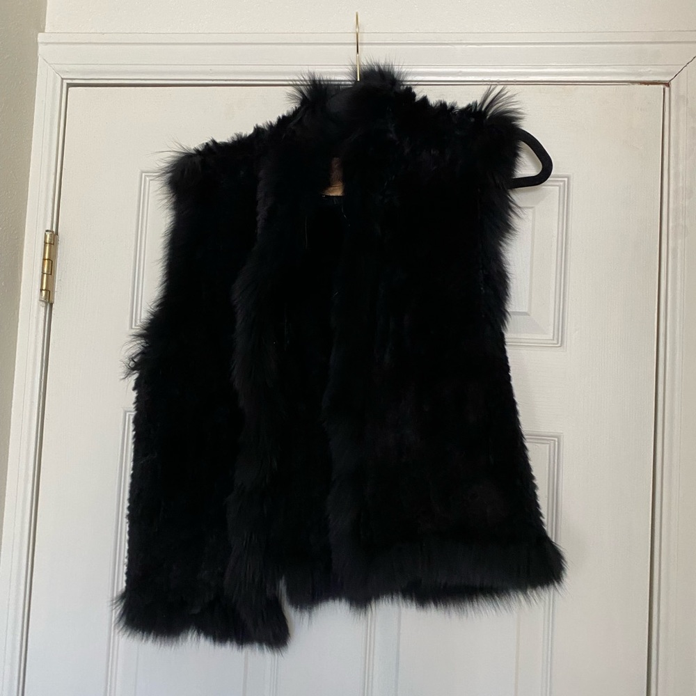 Black rabbit fur vest